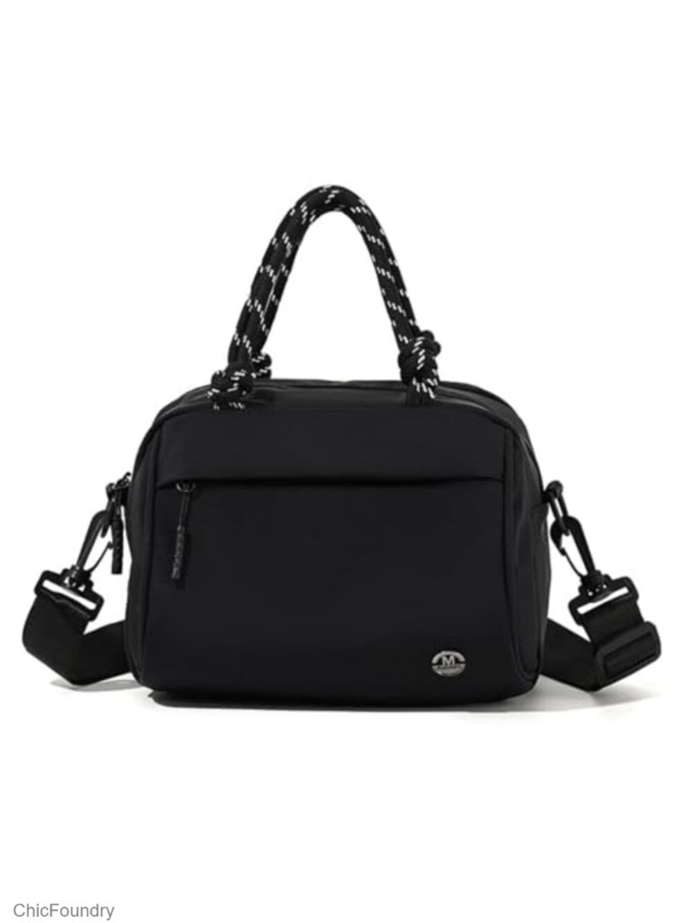 Nylon Crossbody Bag with Braided Handle, 4-Way Carry